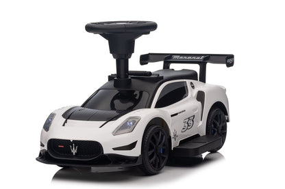 Maserati MC20 GT2 Licensed Ride on Car White Yellow Ride on Push Car 2 in 1 Kid Ride on Push Car Stroller Sliding Ride on Car with Horn Music Light Function Secure Bar Ride on Toy for Boy Girl Toddlers 1-3 Years Old