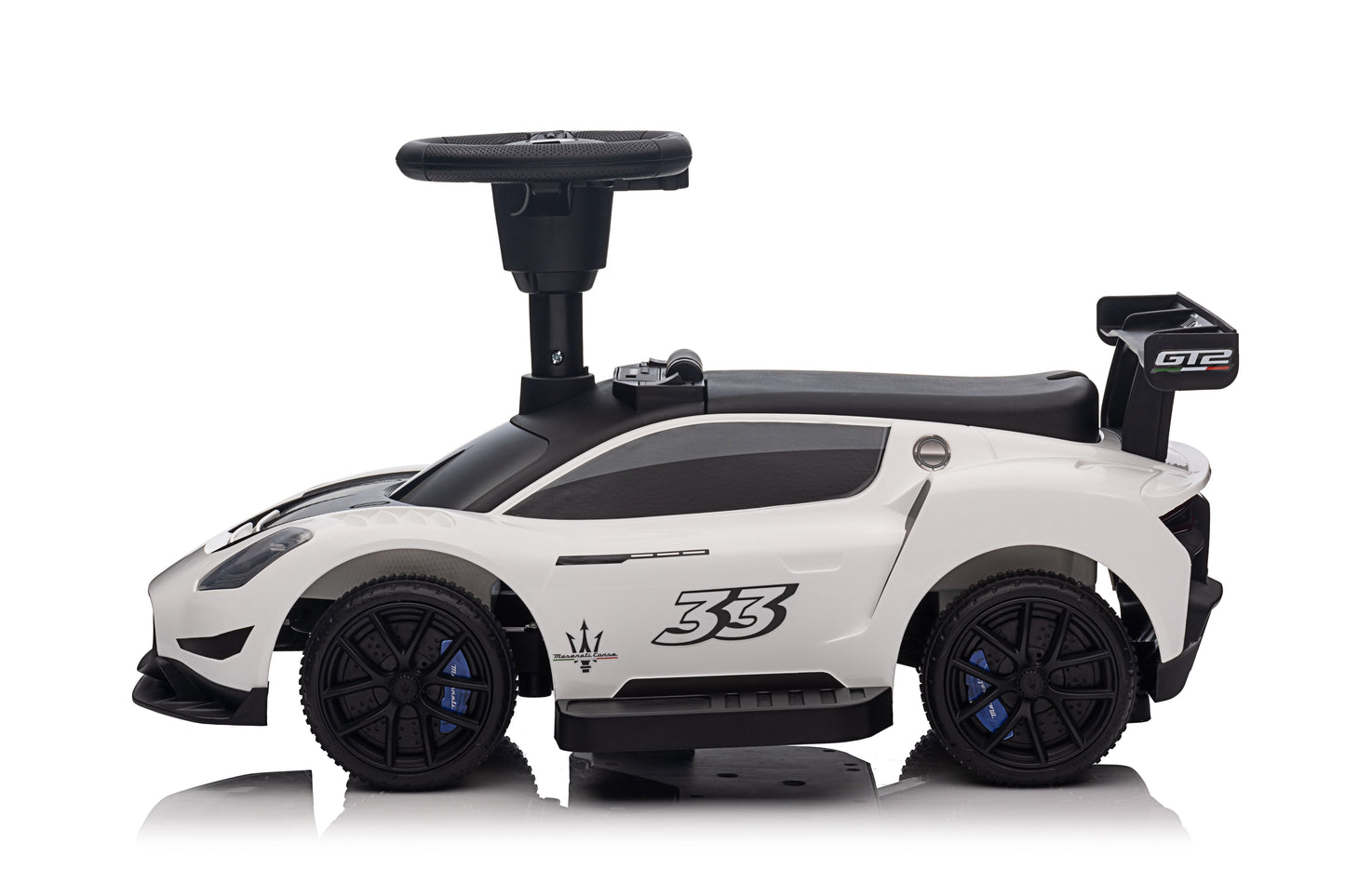 Maserati MC20 GT2 Licensed Ride on Car White Yellow Ride on Push Car 2 in 1 Kid Ride on Push Car Stroller Sliding Ride on Car with Horn Music Light Function Secure Bar Ride on Toy for Boy Girl Toddlers 1-3 Years Old