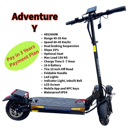 Adventure Y Electric Scooter 40- 45 Km/hr Best Deal with Free Helmet