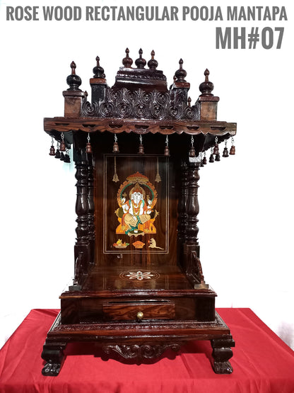 ROSE WOOD RECTANGULAR POOJA MANDIR AE07