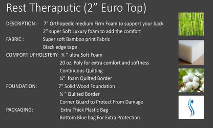 REST THERAPUTIC KALIGA BAZAAR QUEEN FOAM MATTRESS 7 INCH WITH 2 INCH EUROTOP