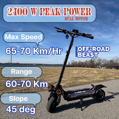 Off Road Beast Electric Scooter 65 - 70 Km/hr with Free Helmet