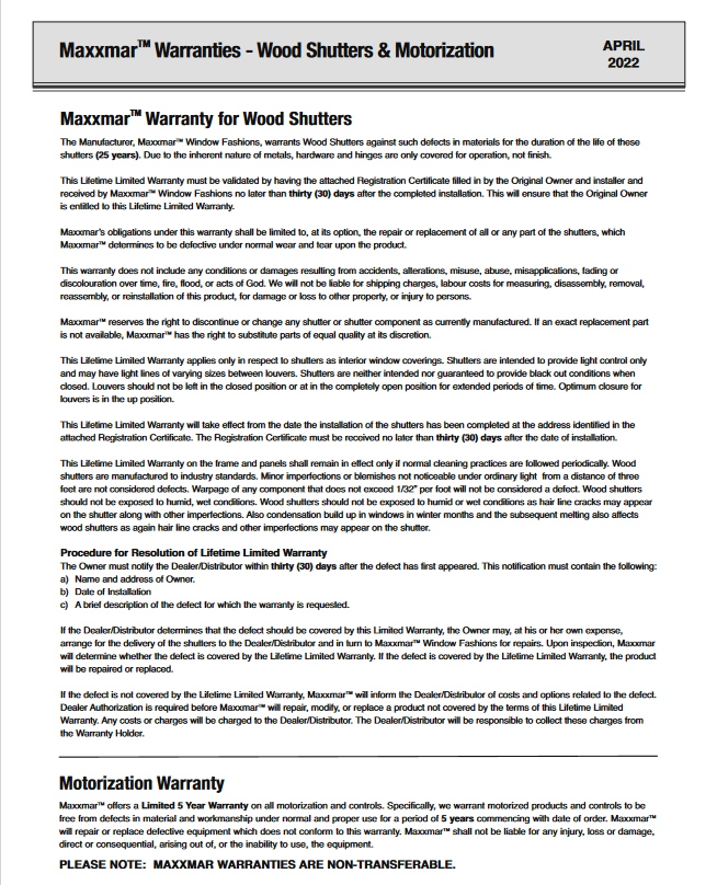 Cashmere Shutters - Wood 20x36 in