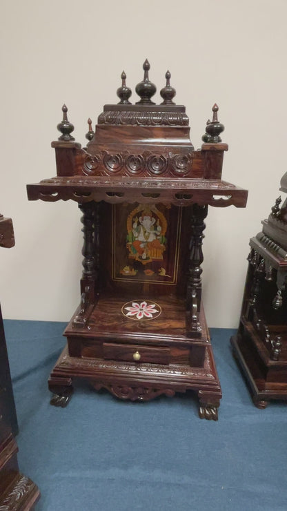 ROSE WOOD RECTANGULAR POOJA MANDIR AE07