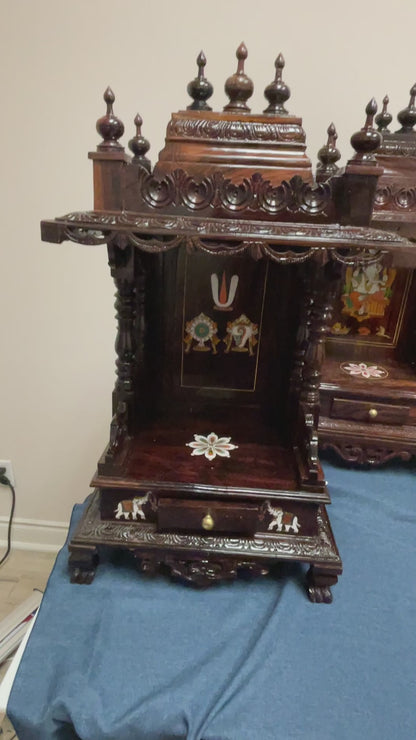 ROSE WOOD RECTANGULAR POOJA MANDIR AE07