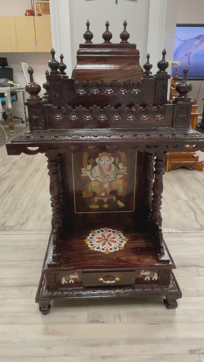 ROSE WOOD RECTANGULAR POOJA MANDIR AE07